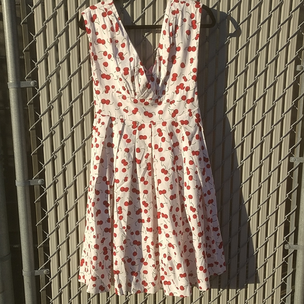 Dollydagger (UK BRAND) white,cherry print dress